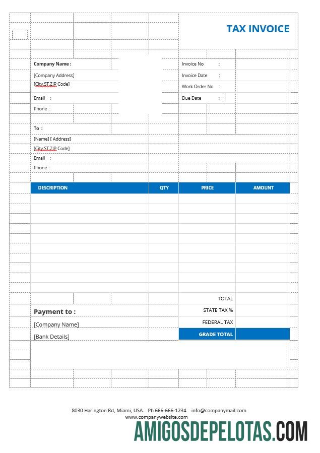 imprimível Modelo básico de nota fiscal